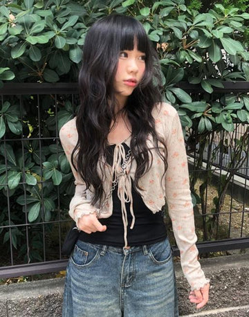 Grip Flower Cardigan Sleeveless Set